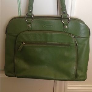 Franklin Covey green leather laptop bag